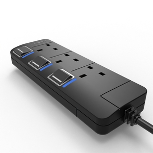 VEBAN <strong>Extension</strong> Cord 2M Power Strip Black <strong>Extension</strong> Lead 3 Way <strong>Plug</strong> <strong>Socket</strong> <strong>Extension</strong> Cable UK <strong>Plug</strong> for Household Appliance - Product Image 2