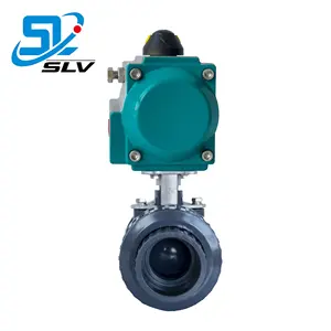 SLV True Union 플라스틱 PN10 PVC 이중 작동 공압 액추에이터 구동 볼 밸브