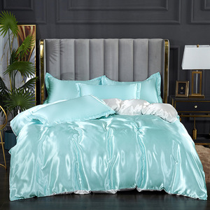 Ensemble <span class=keywords><strong>de</strong></span> literie 7 pièces en fibres chimiques housse <span class=keywords><strong>de</strong></span> couette et draps <span class=keywords><strong>de</strong></span> lit 3 pièces couleur unie usage domestique - Product Image 2