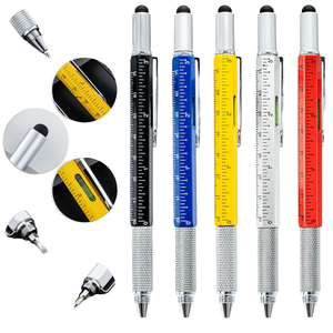 Bolígrafo de Metal multifuncional seis en uno, herramienta capacitiva transfronteriza, destornillador, regla de escala, función de pantalla táctil para deportes - Product Image 1