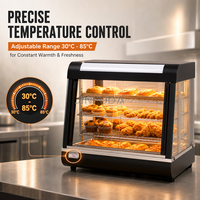 Vitrine chauffante en verre pour présentation de crêpes, pains plats, snacks et pâtisseries, pour restaurants et comptoirs de restauration