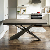 Table à manger moderne personnalisée, luxe léger, pieds en métal, verre trempé, pliable, extensible, 4 places, pour hôtel, appartement, salle à manger