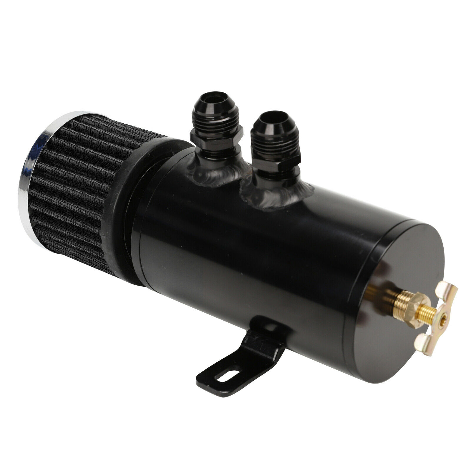 Tasan Racing Universal 0.75L Aluminum Baffled Oil Catch Can 2 Port AN10 Fuel Overflow Tank with Breather Filter Silver Tasan Racing Universal 0.75L Aluminum Baffled Oil Catch Can 2 Port AN10 Fuel Overflow Tank with Breather Filter Silver