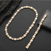 Ensemble de chaînes cubaines en or 10K/14K/18K |   Diamant de laboratoire taille princesse (largeur 3 mm) |   Bijoux Hip Hop certifiés IGI pour hommes
