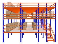 Mezzanine à structure en acier multi-niveaux à haute capacité de charge, rayonnage de mezzanine pour entrepôt industriel, ajout d'espace de stockage