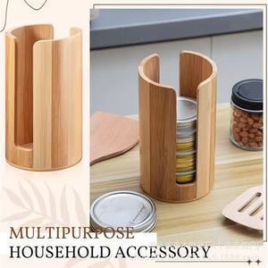 Bamboo Mason <b>Jar</b> Lid Organizer Cylinder Stackable <b>Storage</b> Holder <b>for</b> <b>Kitchen</b> Use - Product Image 5