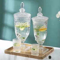 Distributeur de jus et de boissons en verre cristal sans plomb de haute qualité 2L avec robinet pour cuisine et mariage
