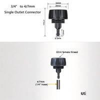 Connecteur de Robinet de Jardin Fileté 1/2" 3/4" en Plastique, Adaptateur Rapide pour Système d'Irrigation Micro-Goutte à Goutte, Accessoires de Serre