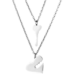 Collar con colgante de rompecabezas inoxidable lOVE You 2 unids/set para parejas amantes SCP082 - Product Image 1