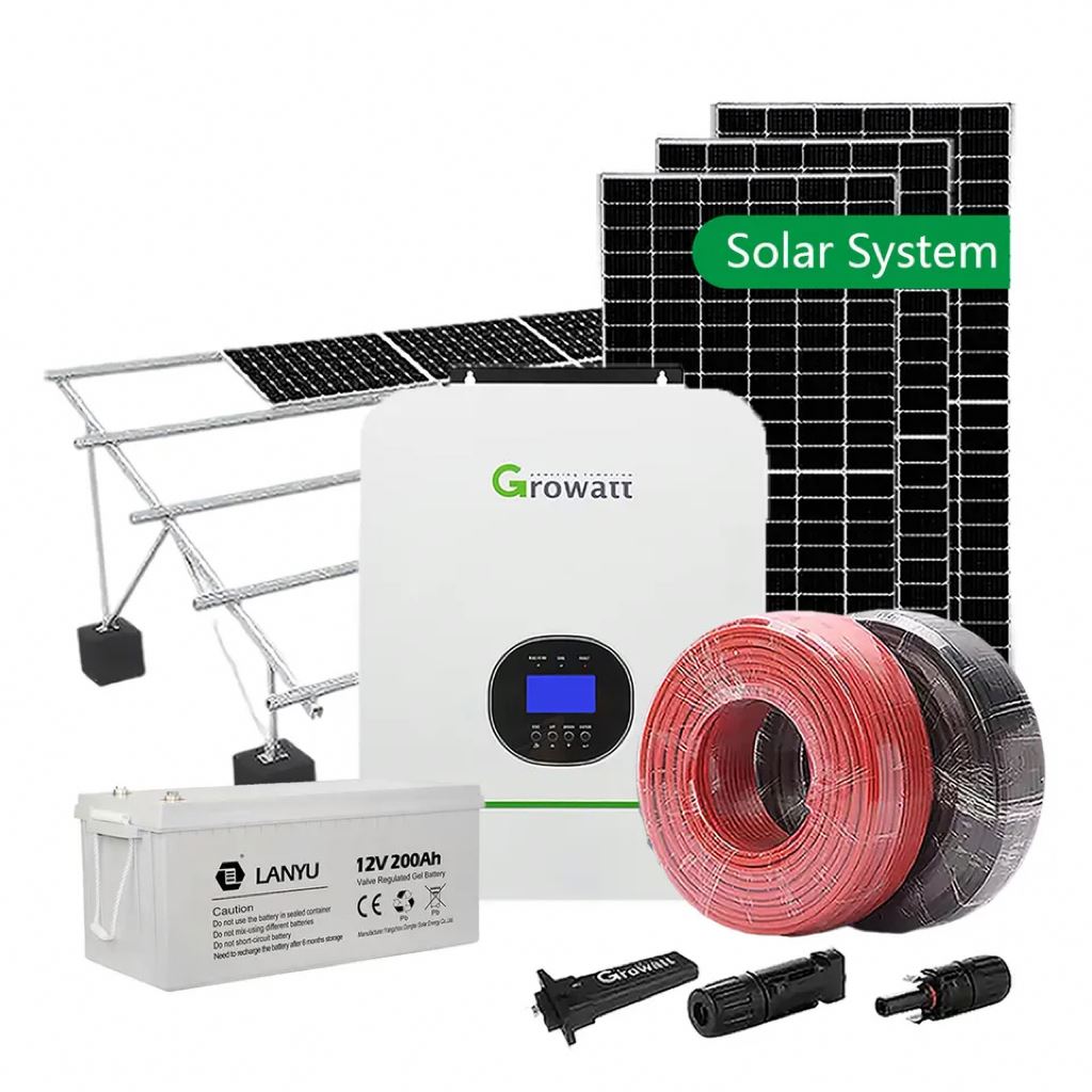 Sistema do painel solar 5kw 10kw 15kw 5000w sistema solar fotovoltaico 5kw kit de energia solar em grade híbrida sistema de energia solar