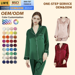 Pigiama a Maniche Lunghe in Seta, Completo Pigiama in 100% Seta di Gelso, Abbigliamento da Notte da Donna in Vera Seta - Product Image 2