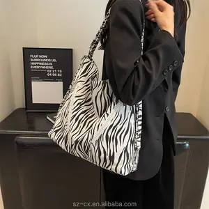 New Trendy CrossBody Hand Bag Canvas Zebra Print Messenger Shoulder Bags With Pocket and Zipper