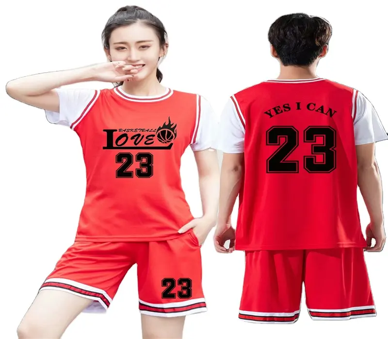Athletic mesh men girl women Custom printing t shirt shorts jersey uniform wear basketball shorts uniform set