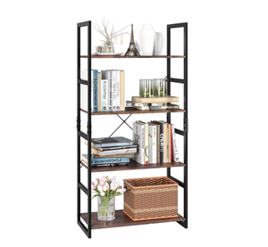 Estantería <span class=keywords><strong>Vintage</strong></span> de 4 niveles, organizador de almacenamiento, aspecto de madera moderna, marco de Metal con acento, muebles para el hogar y la Oficina - Product Image 1