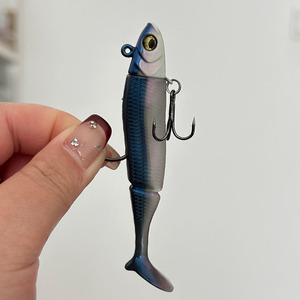 Señuelo blando con cola en T de 9 cm y 15 g, señuelo de agua media, cebo artificial biónico para pesca de lubina, anzuelo giratorio que brilla en la oscuridad - Product Image 2