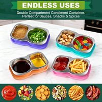 Mini-récipient de cuisine en acier inoxydable à 2 compartiments pour vinaigrettes et salades, 150 ml, boîte fraîcheur réutilisable, sans BPA, sans phtalates