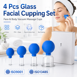 Set di Coppettazione Facciale in Vetro Jinke, 4 Misure, Coppette Sottovuoto Gua Sha, Lifting Viso, Cura della Pelle, Terapia Cinese, Massaggio Riutilizzabile, Vendita all'Ingrosso - Product Image 1