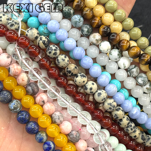 Filo di Perle Rotonde Lucidate in Agata Naturale, Diaspro, Quarzo e Giada, Vari Colori, 8mm, Perle Sciolte Rotonde per Creazione Gioielli - Product Image 4