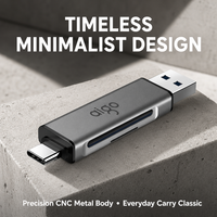 Logo Kustom Aluminium USB 3.0 Tipe-C OTG Pembaca Kartu SD Micro SD Baca Ganda Simultan Adaptor Flash Tipis Harga Ekspor Massal B2B