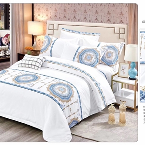 Parure de lit en satin de coton imprimé, 40 et 60 fils, quatre pièces, pur coton, qualité hôtelière étoilée pour hôtels et maisons d'hôtes - Product Image 4