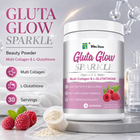Poudre éclaircissante Gluta Glow Sparkle, complément alimentaire à base de vitamine C, E, biotine et protéines de collagène