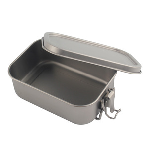 Ultralight Pure Titanium Mess Tin Portable Outdoor <b>Camping</b> Lunch <b>Box</b> with Foldable Handle Lightweight Bento Food Container - Product Image 4
