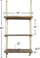 Étagère murale suspendue à 3 niveaux Art Déco pour plantes d'intérieur - Décoration en bois, porte-plantes en corde, utilisation dans la salle de bain et la chambre à coucher