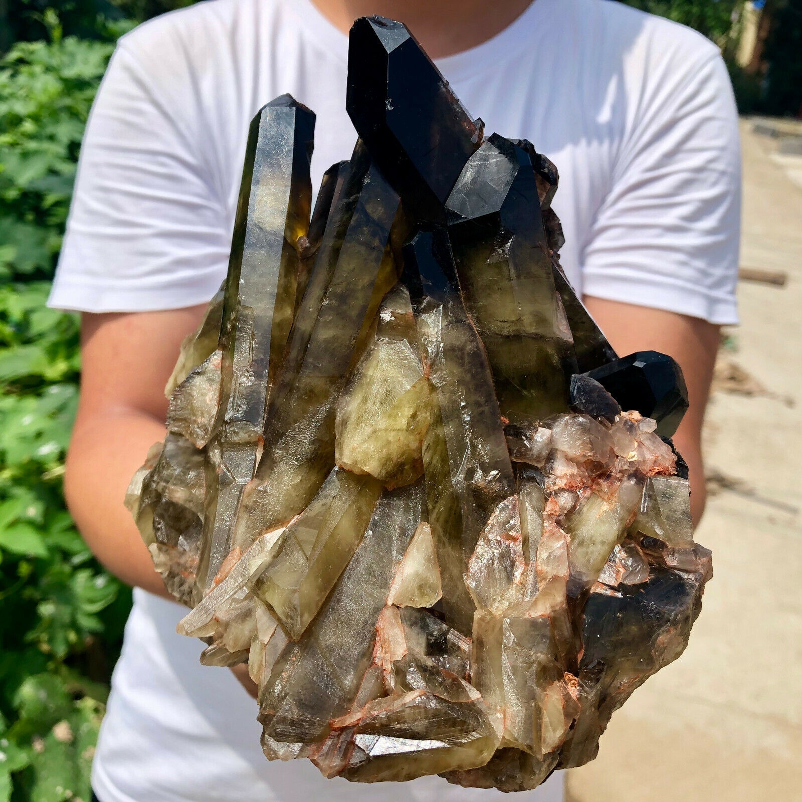 Оптовая продажа, натуральный лечебный необработанный большой кристаллический кластер, куриный цитрин, кварцевый кристаллический кластер