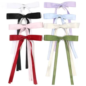 Hair bow Hair Clips Black White Long Tail Tassel Ribbon Bowknot for Women Girl Bow for Birthday/Party/Show/Christmas