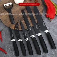 Offre Spéciale ensemble de couteaux de cuisine en acier inoxydable sept pièces manche en maille couteau de chef couteau à fromage coupe-légumes avec boîte-cadeau