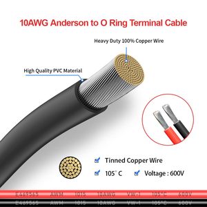 Câble ELFCULB de connecteur à borne torique 10AWG avec 5 fusibles pour station d'alimentation portable automobile et générateurs solaires - Product Image 4