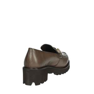 Mocassins pour femmes en cuir taupe à semelle épaisse, style slip-on - Product Image 3