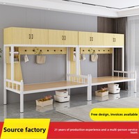 Lit d'étudiant en fer, design moderne et simple, avec fonction de démontage, armoire supérieure et lit inférieur, cadre en fer monocouche