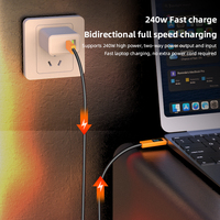 Kabel Data Digital 240W Tipe-C ke Tipe-C untuk Pengisian Daya Laptop dengan Chip E-Maker PD3.1 Pengisian Cepat 5A Jaket Nilon Khusus Ponsel