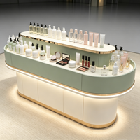 Présentoir cosmétique personnalisé, comptoir d'exposition Beauty Island, étagère à maquillage, vitrine ronde OEM pour parfums et soins de la peau, kiosque de beauté pour centre commercial