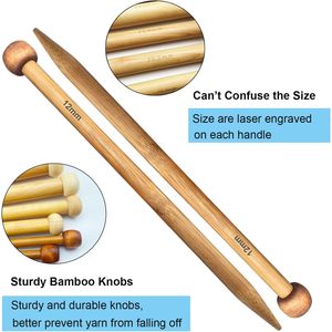 Indskill Large Size Bamboo <b>Knitting</b> Needle Straight Single Pointed Thick Knit Needles 10-inch Length Jumbo <b>Knitting</b> Needles - Product Image 3
