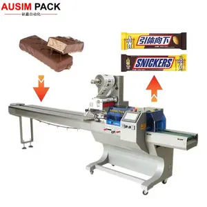Energy Bar Wheat Flour Factory Price Automatic Flow Type Lolly Pop Ice Cream Packing Wrapping Machine Made in China Back Sealing