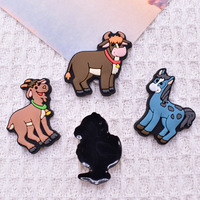 Accessoire plat en PVC motif animal de dessin animé pour coques de téléphone, accessoires capillaires, vêtements et sabots, patch en caoutchouc souple mignon à faire soi-même
