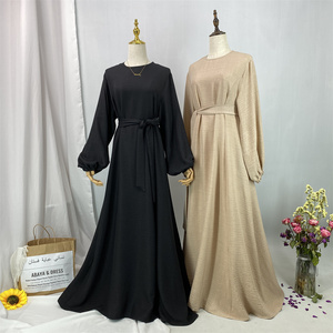ชุดอาบายะผ้าลินินใหม่สำหรับฤดูร้อน เสื้อผ้าอิสลามสำหรับผู้หญิงมุสลิมดูไบและ<span class=keywords><strong>ตุรกี</strong></span> แขนยาว มีกระเป๋าข้าง รุ่น 6840 # - Product Image 3