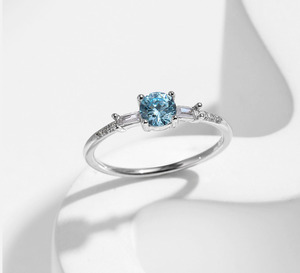S925 Silver Classic Topaz Ring With Baguette Diamonds Pave Setting Prong Mount Women's Engagement Gemstone Jewelry - Product Image 5
