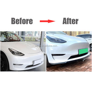 Kits de cuerpo de alerón de barbilla para parachoques delantero de coche ABS para Tesla modelo <span class=keywords><strong>Y</strong></span> 2020 + Accesorios de extensión de parachoques delantero para coche - Product Image 2