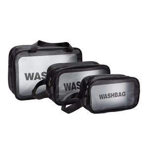 <b>Washbag</b> Toiletry Bag Set 3Pc Black Travel Organizer With Clear Window For <b>Men</b> Women - Product Image 1