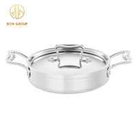 Casserole en acier inoxydable 304 de qualité alimentaire pour restaurant, hôtel, cuisine, ustensiles de cuisine, casseroles, poêles, casserole à sauce, marmite à double oreilles