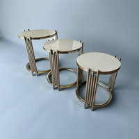 Tables gigognes modernes à livraison rapide Ensemble de tables d'appoint à cadre en acier inoxydable argenté pour le salon Livraison rapide Meubles à la mode