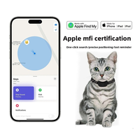 Traceur intelligent pour animaux de compagnie certifié MFi, compatible avec Apple Find My, sans frais mensuels, localisateur GPS à autonomie d'un an, collier pour chat et chien