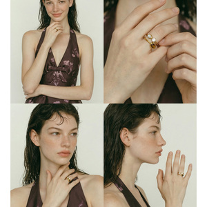 JINYOU 6198 Fashion Cube Zirconin <strong>Tiger</strong> <strong>Eye</strong> Natural Stone <strong>Ring</strong> Stainless Steel Double Layer Hollow <strong>Ring</strong> for Women - Product Image 2