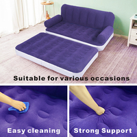 Sofá Cama Inflable 5 en 1, Moderno, Reclinable, Multifuncional, de PVC Azul, Doble Revestimiento, Plegable, para 2 Personas, para Dormitorio o Exterior
