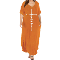 Robe d'été décontractée avec col en v ourlet pour femme, vêtement surdimensionné, ample, grandes tailles, imprimé, vente en gros, 2022