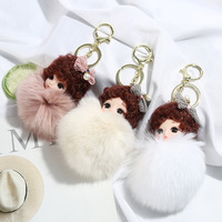 Creative Fox Hair Accessoire Voiture Porte-clés Sac Pendentif En Gros Bon Prix 3D Poupée Porte-clés