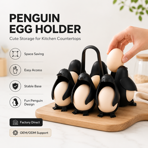 Cuiseur à œufs et support pour œufs durs avec fonction vapeur et agitation des œufs, design <span class=keywords><strong>pingouin</strong></span>, pour la cuisine - Product Image 1